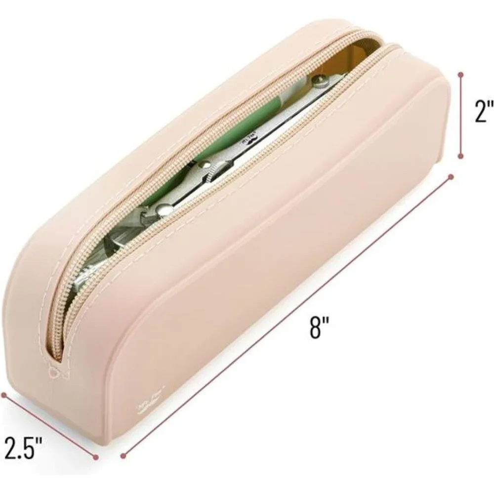 Women Small Silicone Pencil Case, Malibu Dune Color Pencil Pouch Pencil Case‎